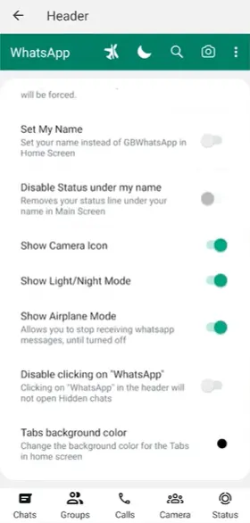 GBWhatsApp airplane mode screenshot