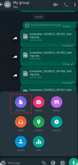 GBWhatsApp send media file screenshot